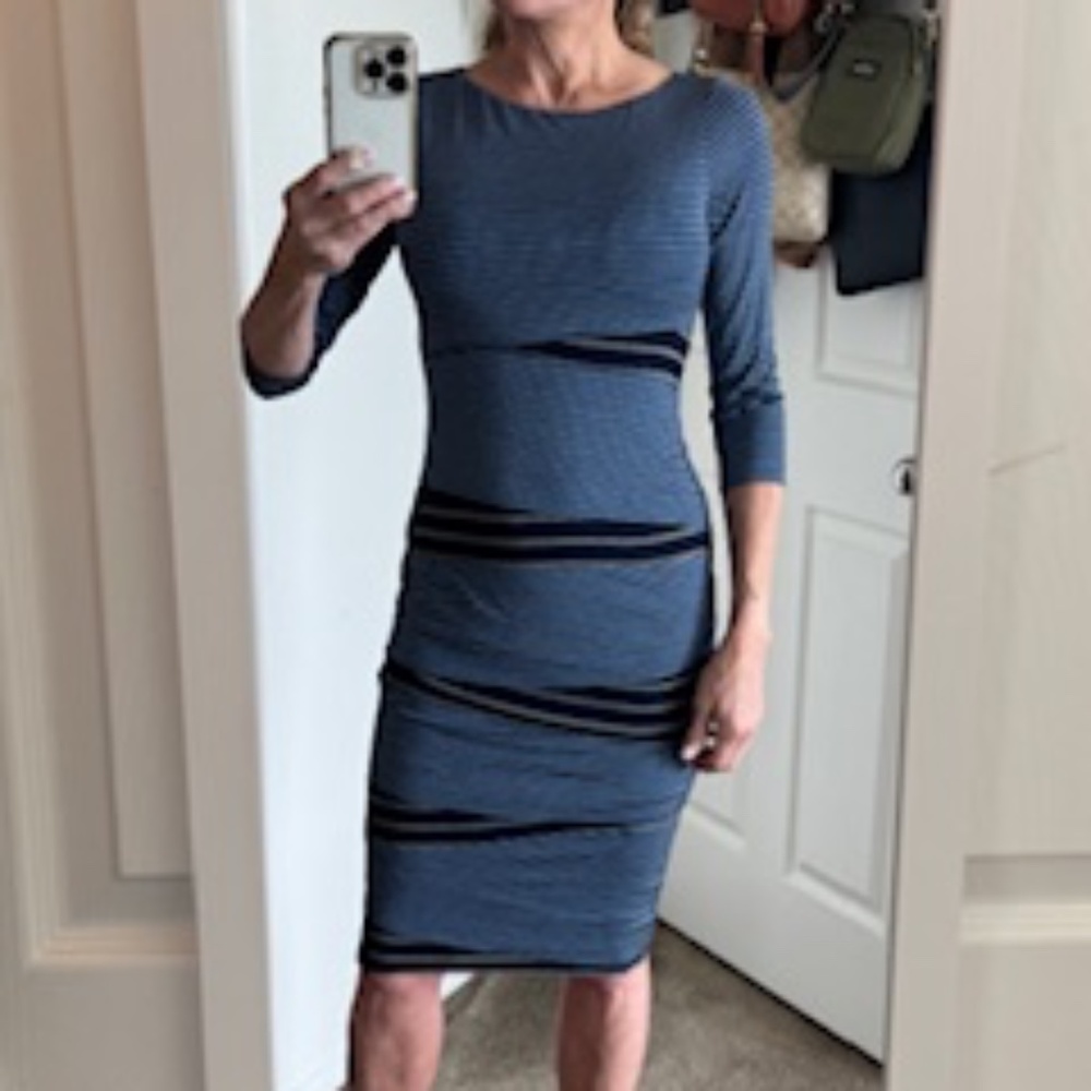 M Anthropologie Bailey 44 Column Layered Navy Striped Dress